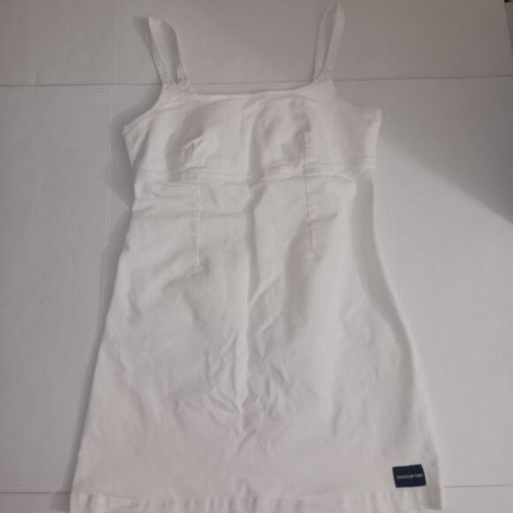 CALVIN KLEIN JEANS STRAPPY SIDE-ZIPPER DENIM DRESS - Picture 8 of 13